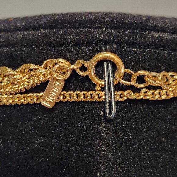 Vintage Monet Gold Tone Double Chain Rope Necklace 53" Single Wrap - Picture 4 of 7